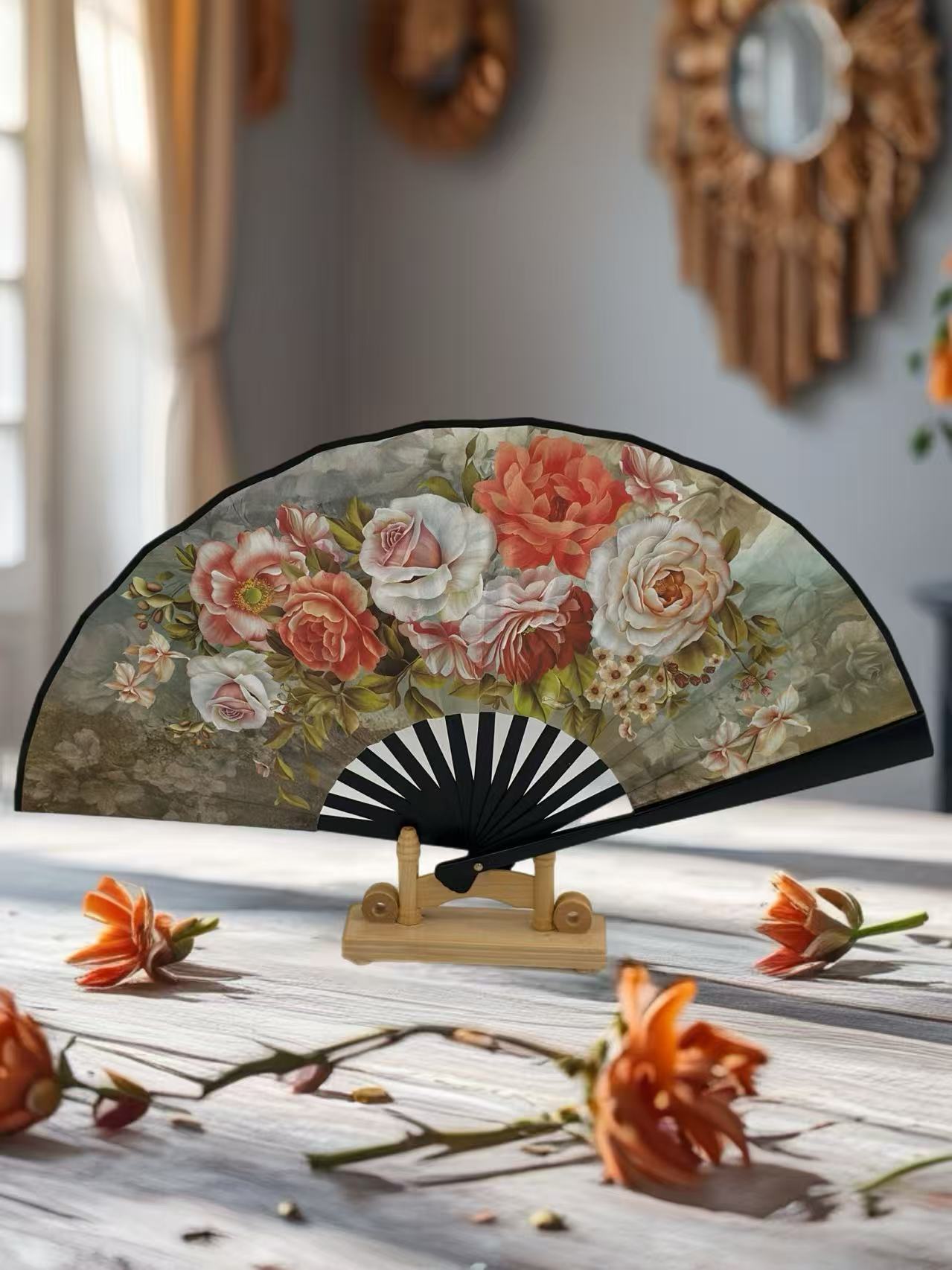 Elegant Floral Hand Fans – Vintage-Style Foldable Fans