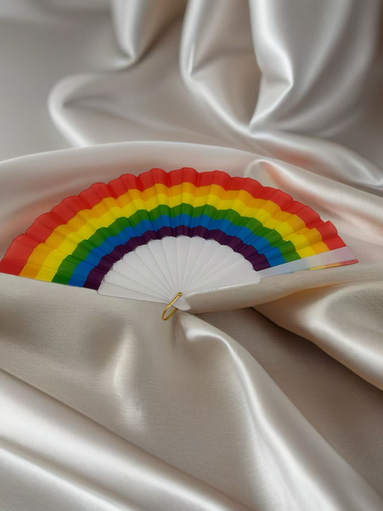 Vibrant Rainbow Pride Folding Fan