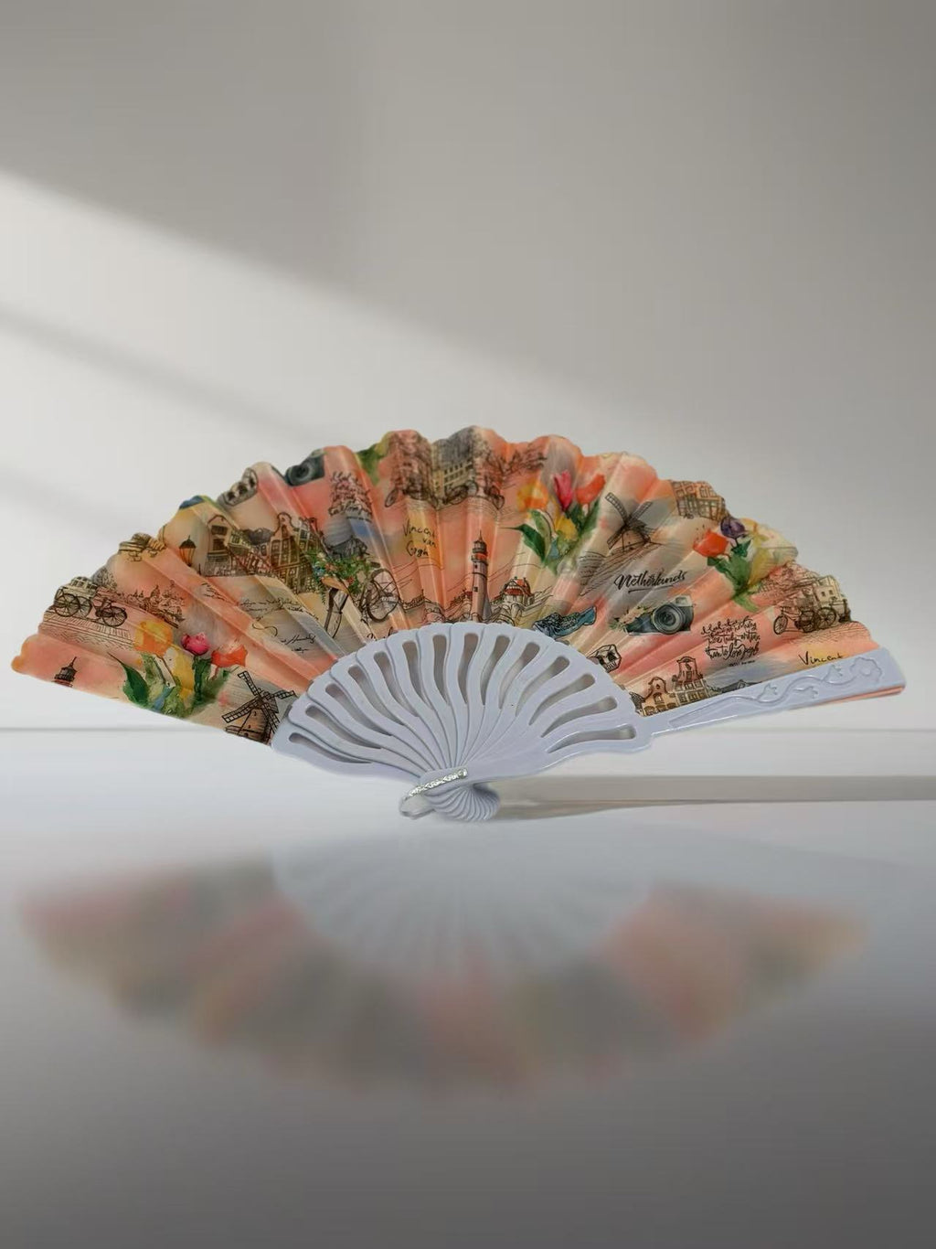 Vintage Parisian-Themed Folding Fans Collection