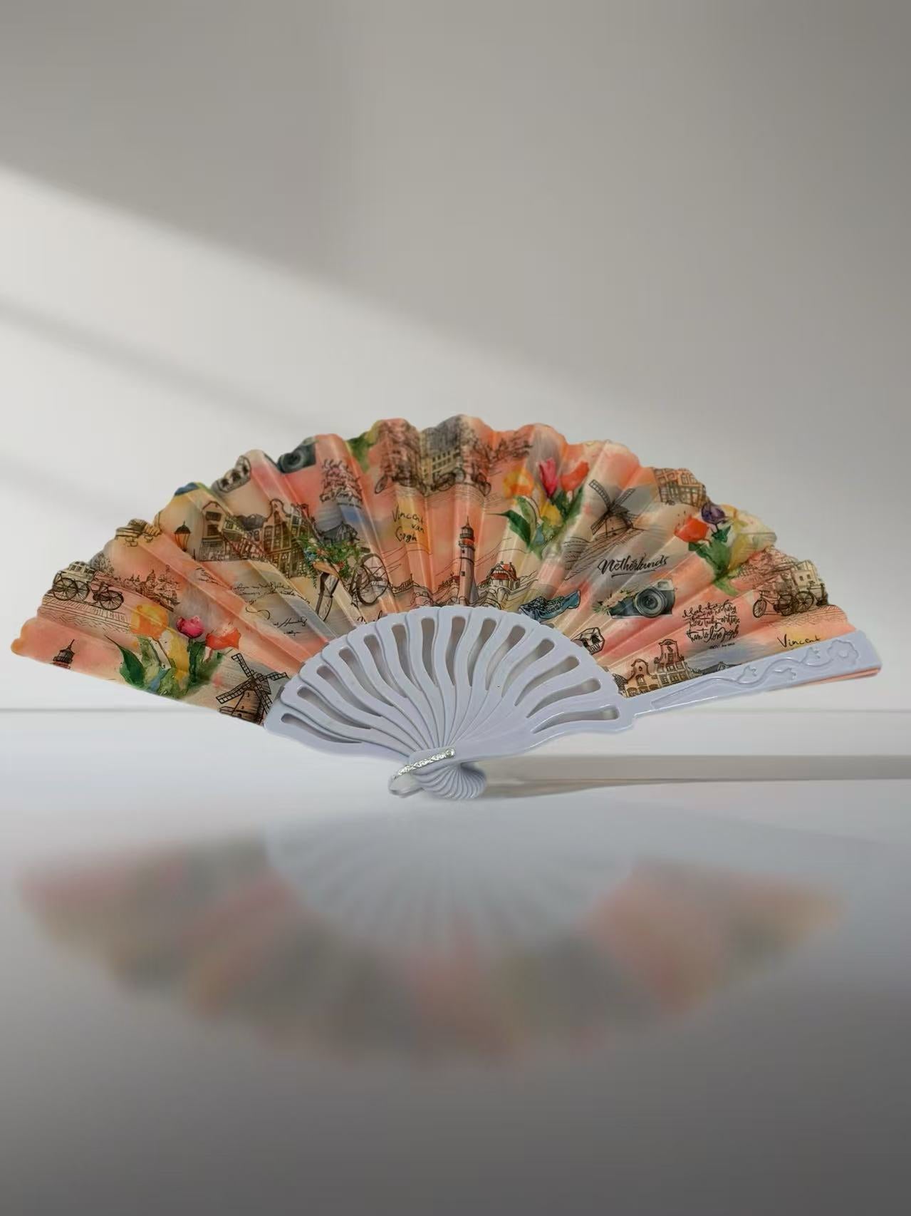 Vintage Parisian-Themed Folding Fans Collection