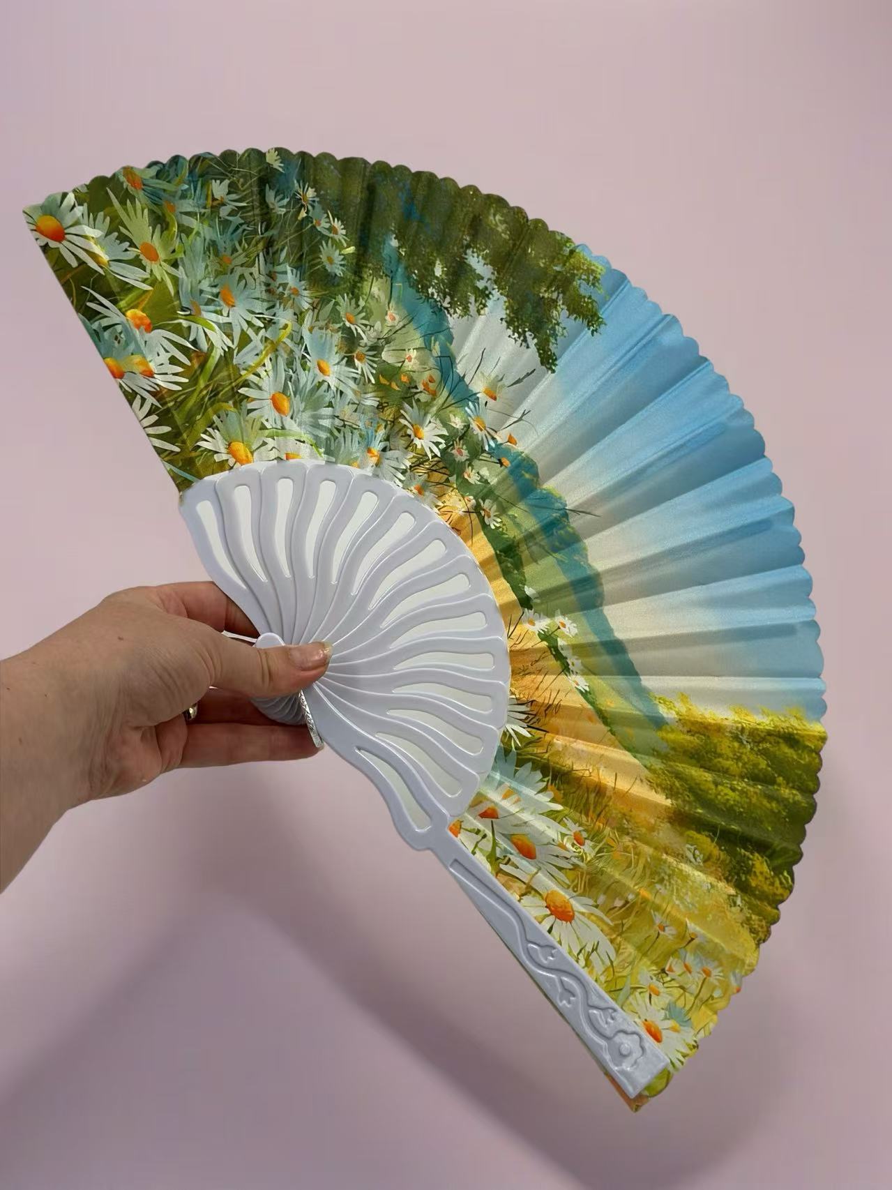 Whimsical Meadow and Sky Folding Fan Collection