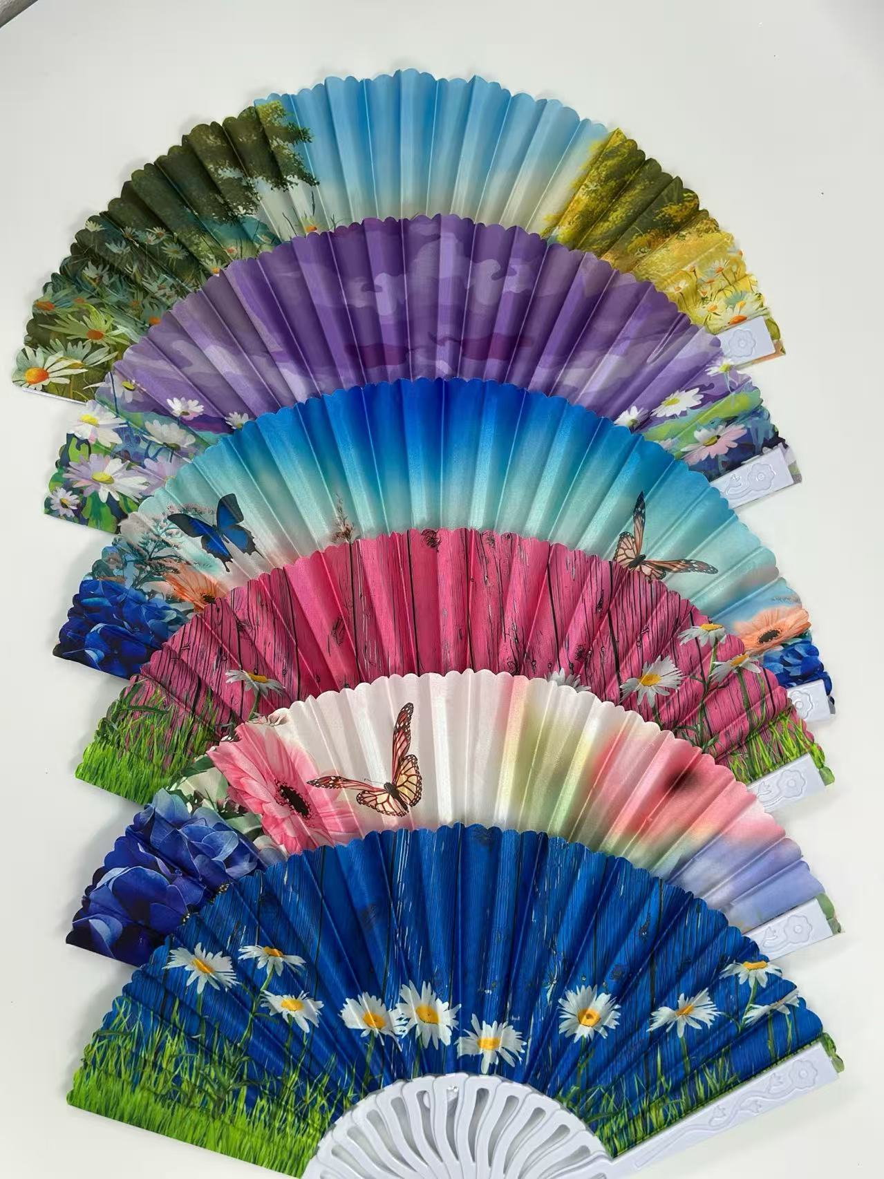 Whimsical Meadow and Sky Folding Fan Collection