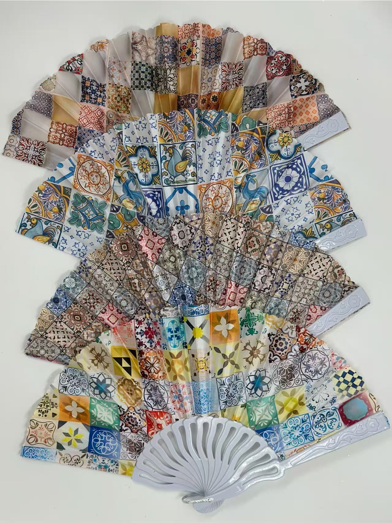 Mediterranean Mosaic Folding Fan Collection