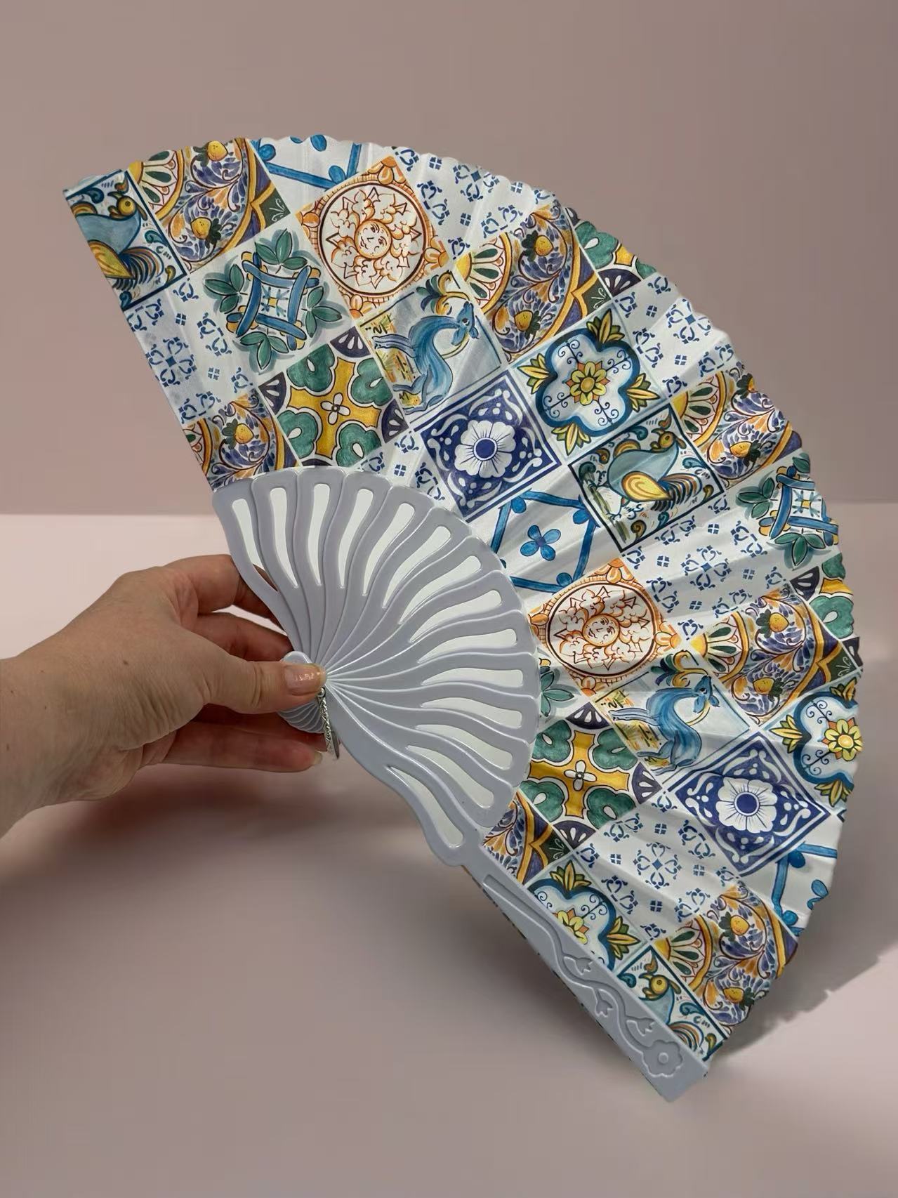 Mediterranean Mosaic Folding Fan Collection