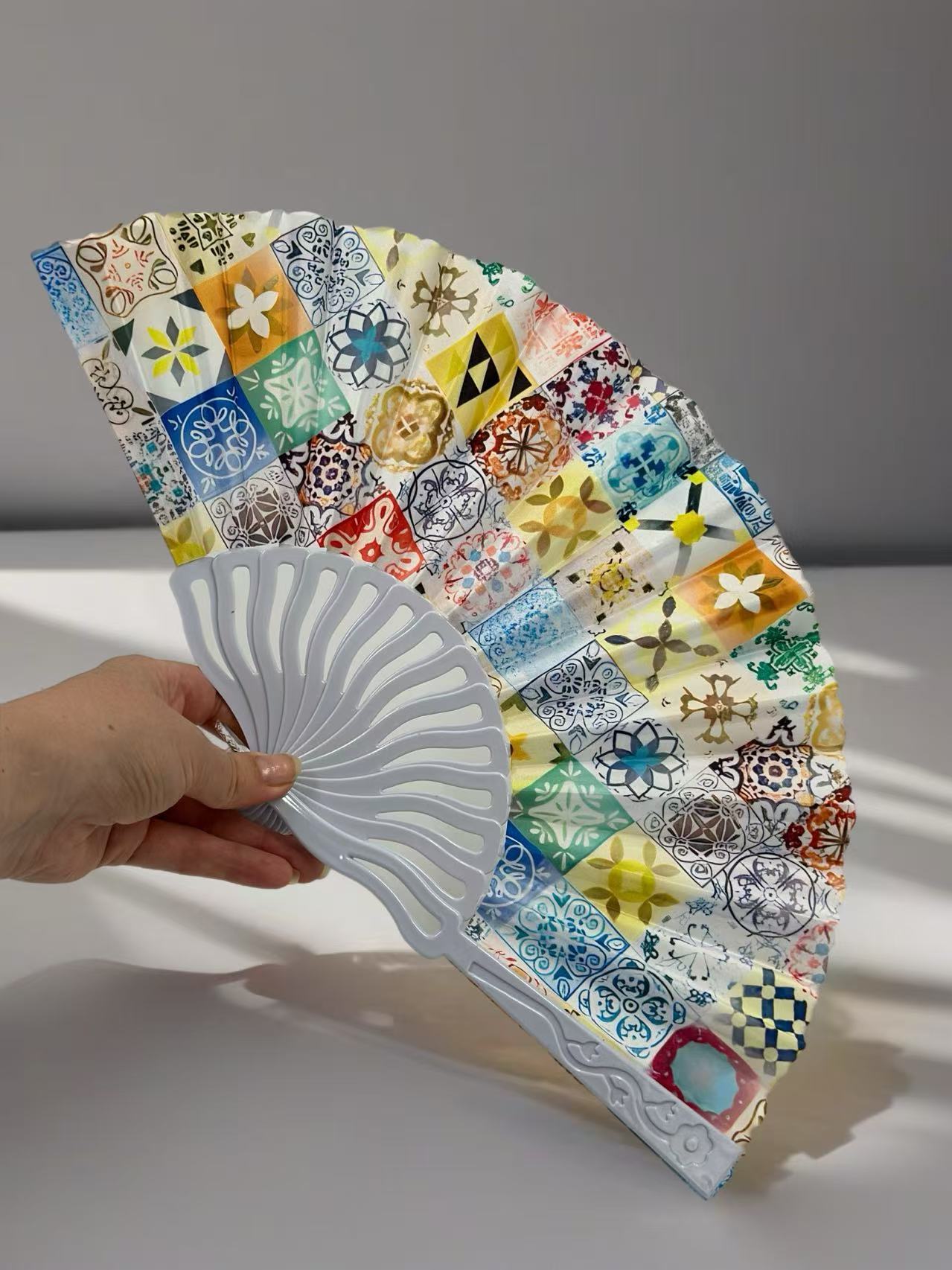 Mediterranean Mosaic Folding Fan Collection