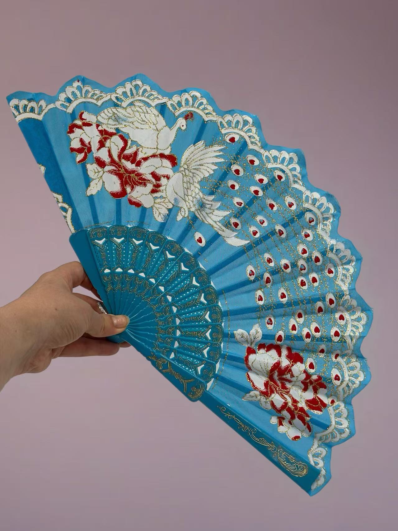 Peacock Feather Embroidered Fan Collection