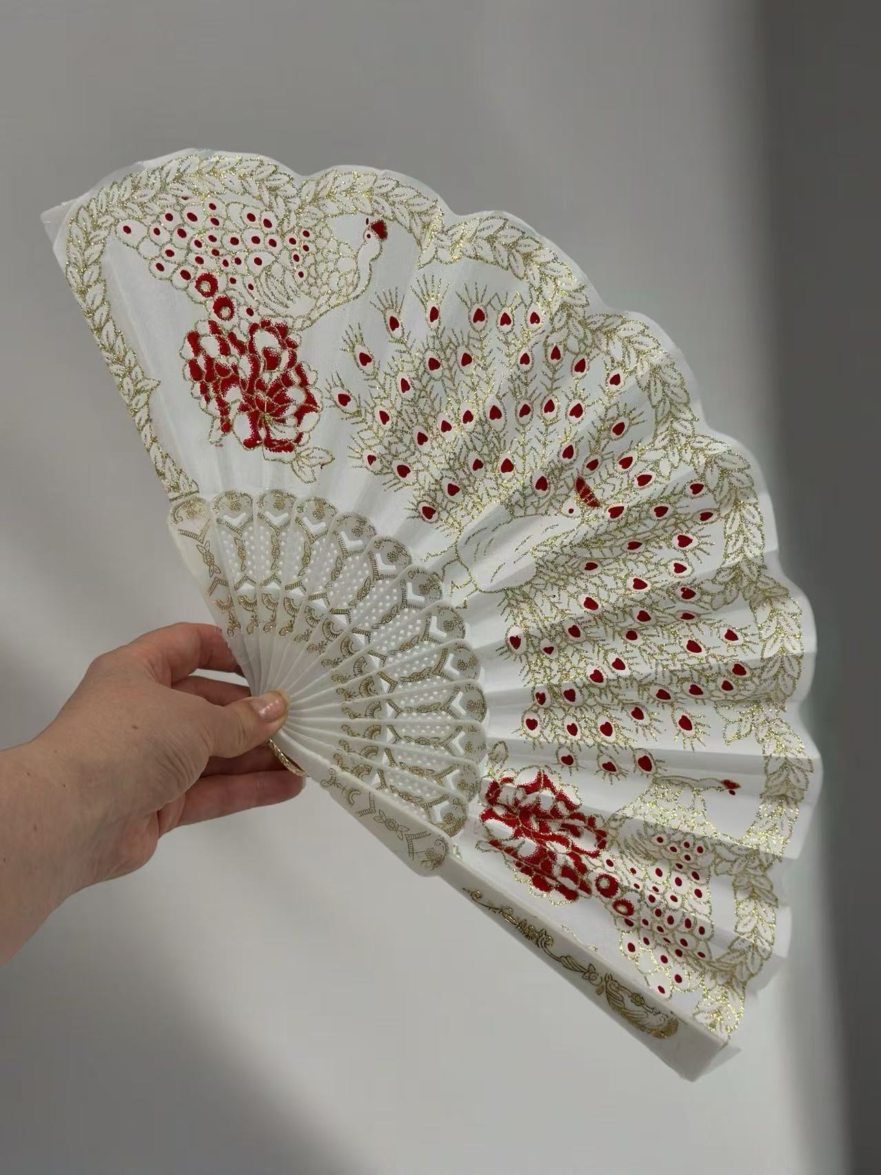 Peacock Feather Embroidered Fan Collection