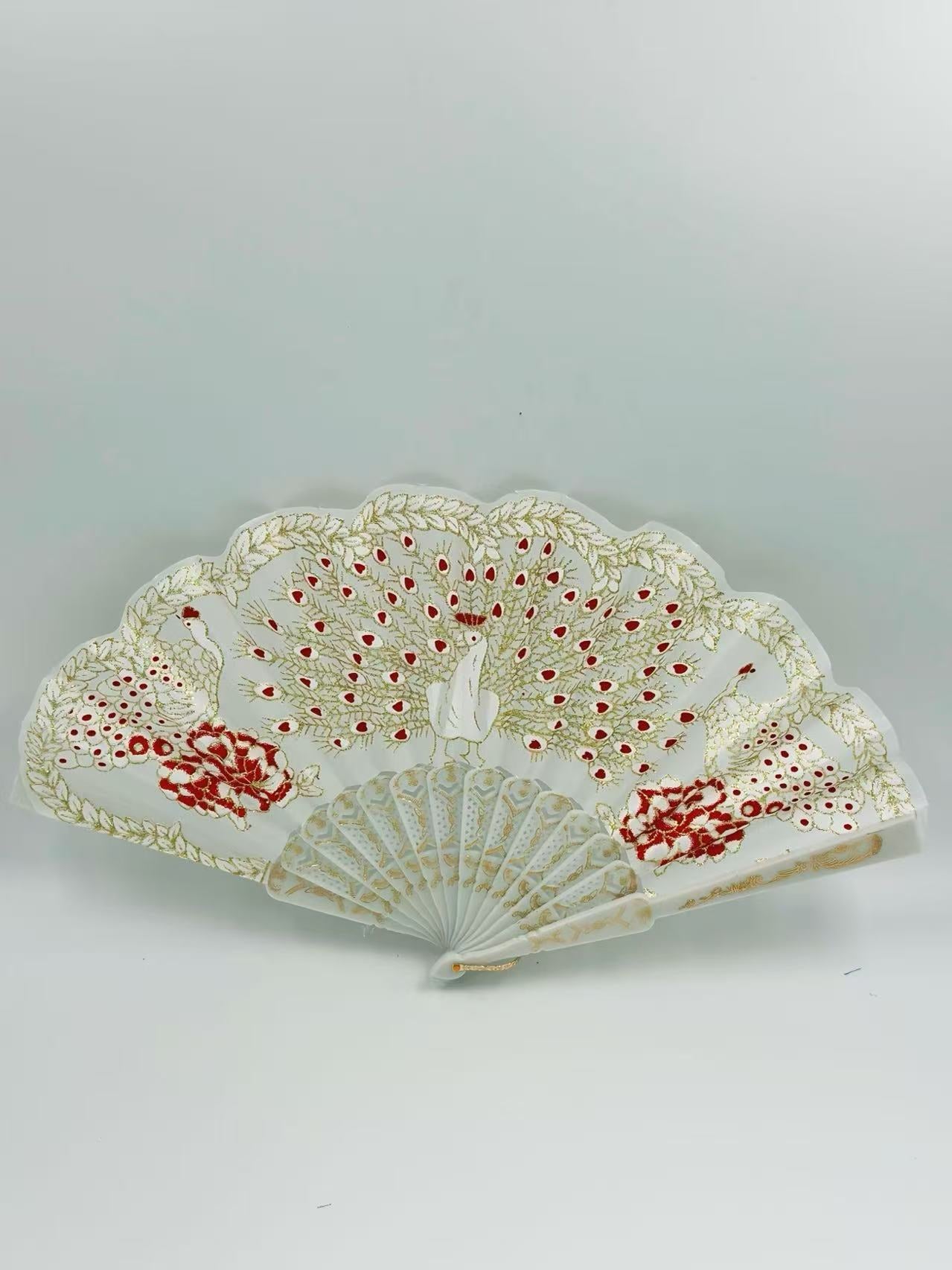 Peacock Feather Embroidered Fan Collection