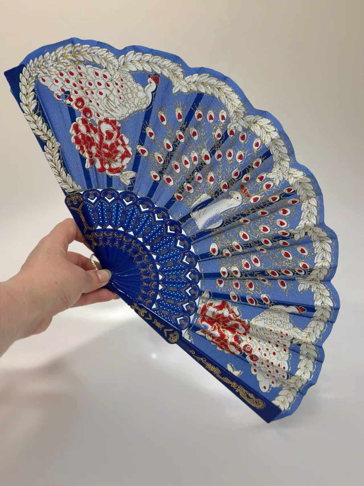Peacock Feather Embroidered Fan Collection
