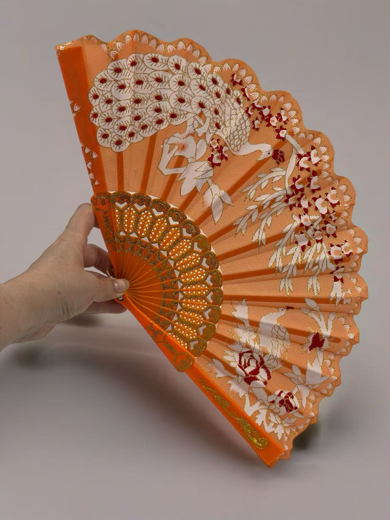 Peacock Feather Embroidered Fan Collection
