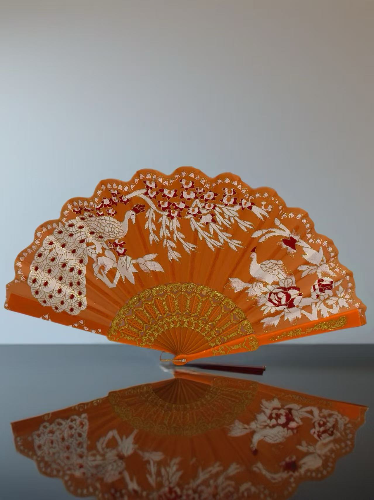 Peacock Feather Embroidered Fan Collection