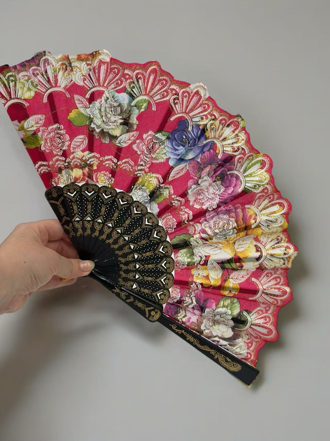 Ornate Lace Hand Fans with Floral Embellishments