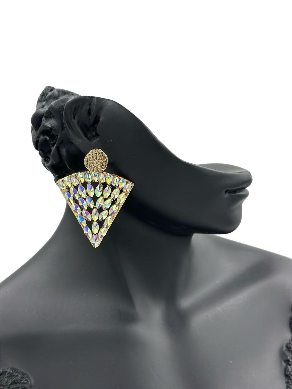 Iridescent Crystal Fan Statement Earrings