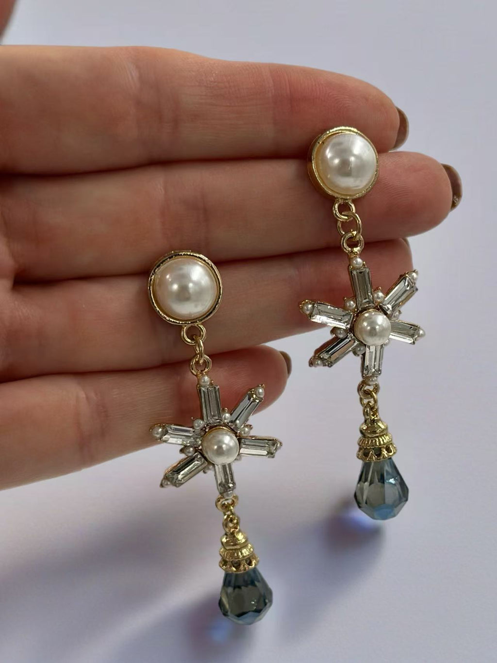 Crystal Drop Star Earrings