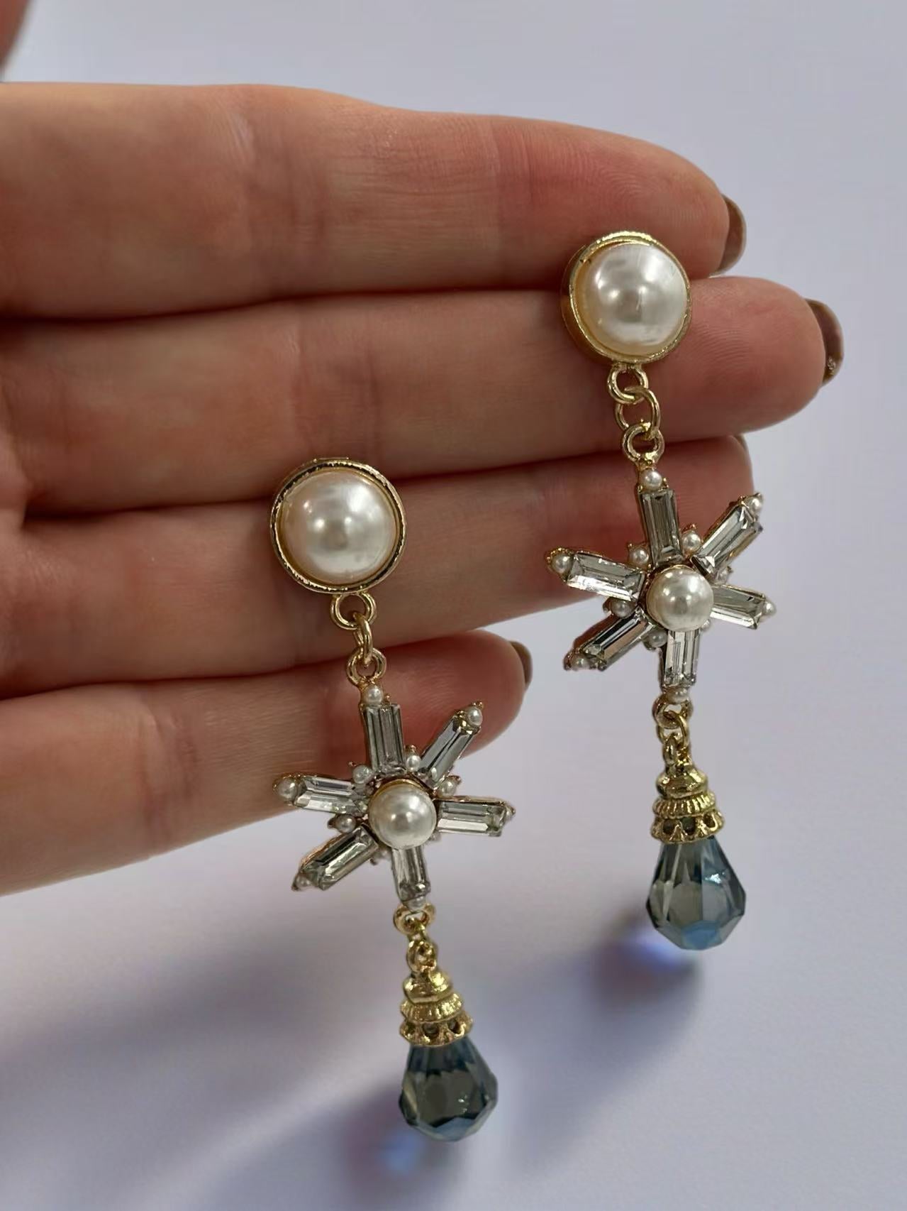 Crystal Drop Star Earrings