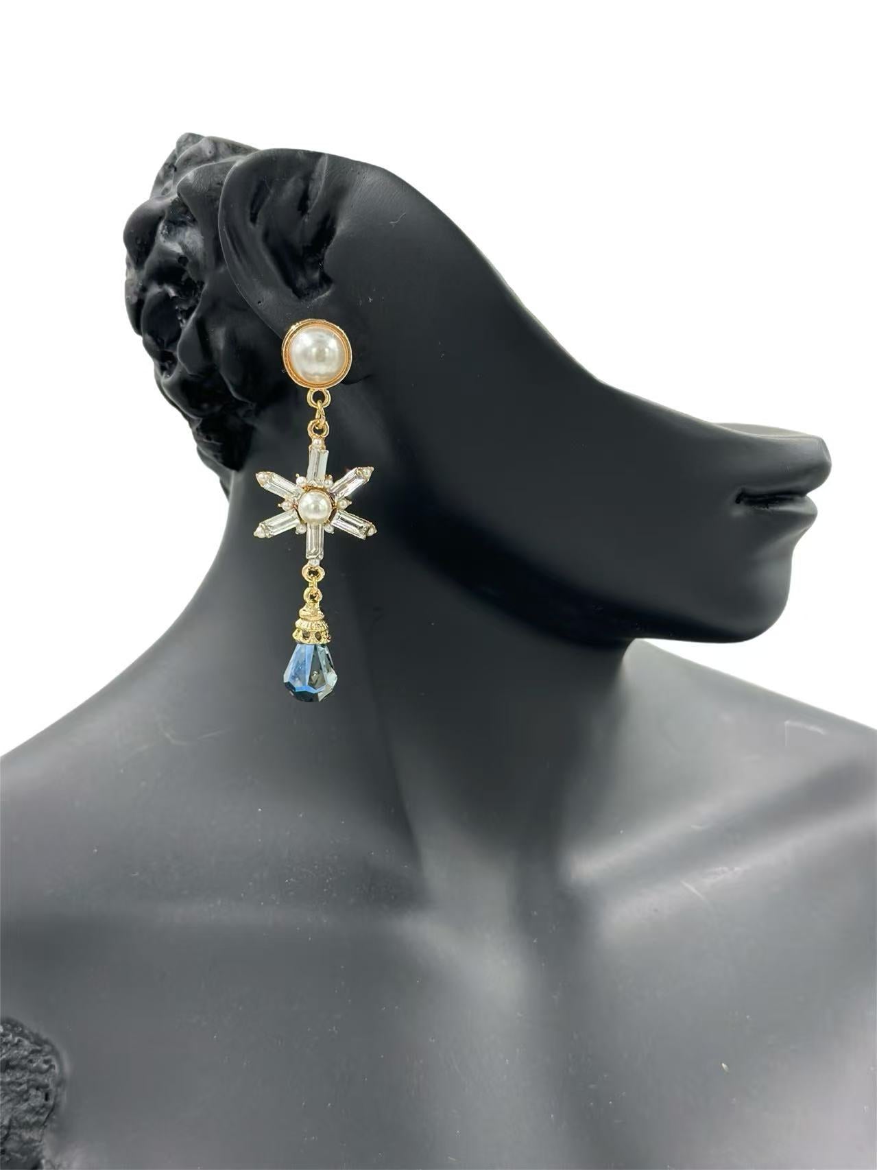 Crystal Drop Star Earrings