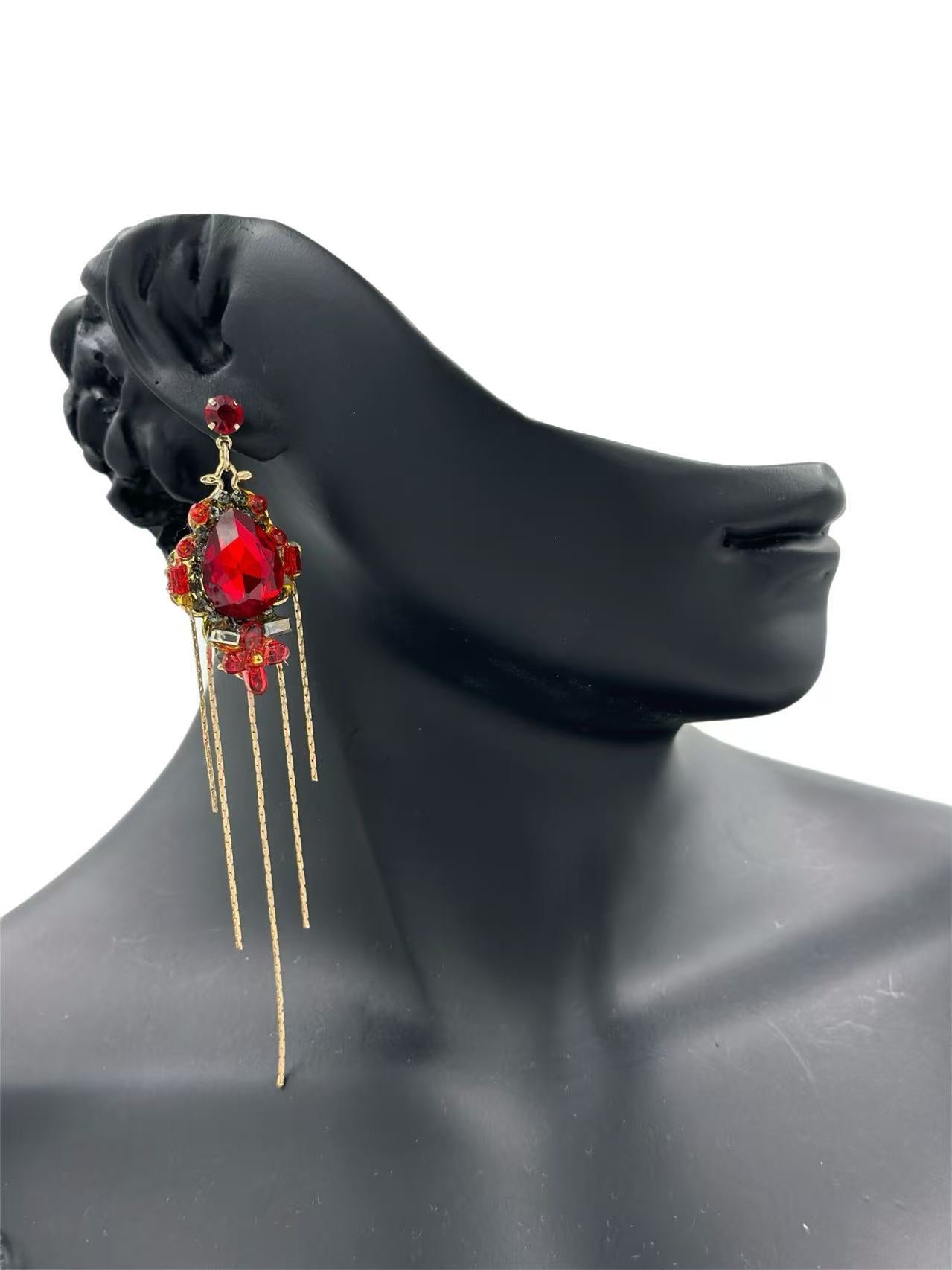 Drop Earrings with Gold Tassels