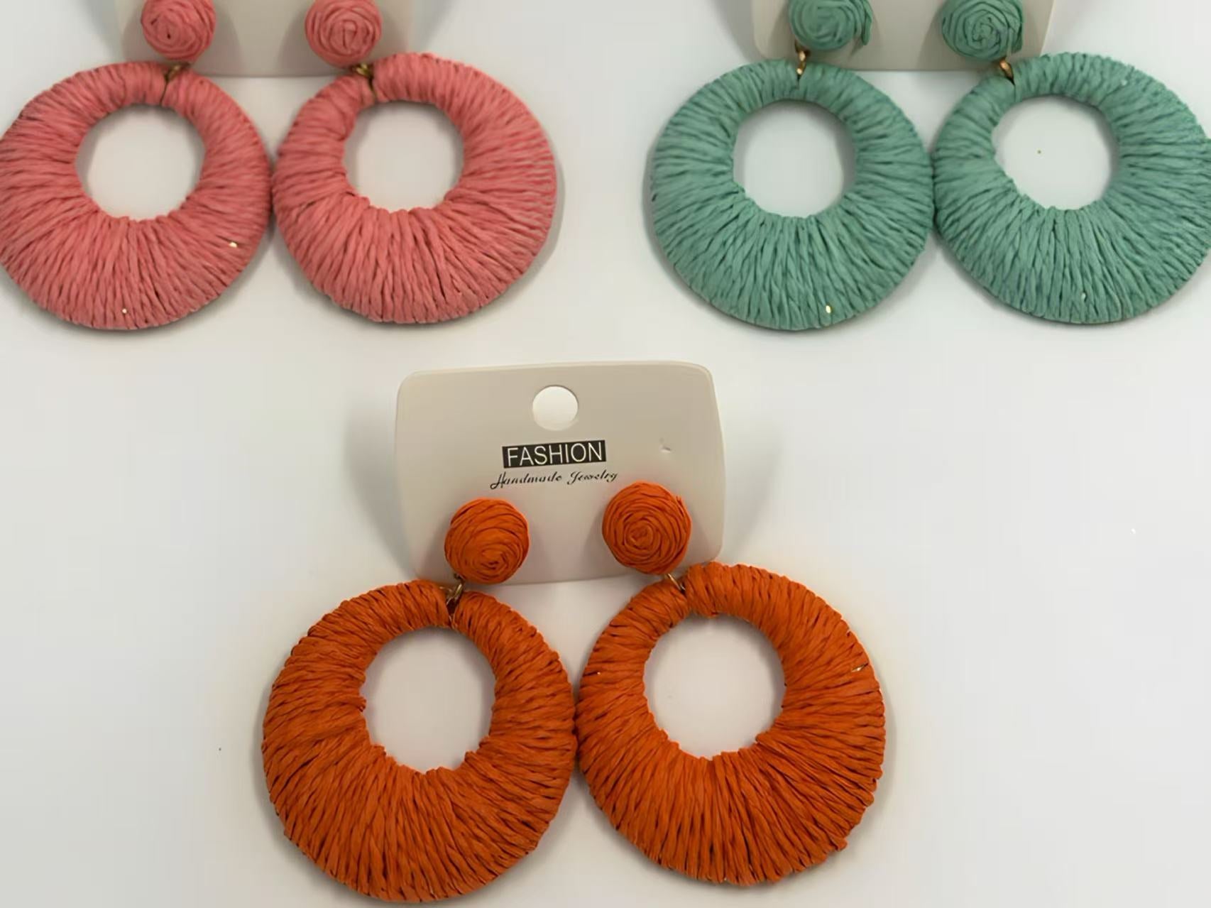 Bold Raffia Wrapped Earrings – Summer Essentials