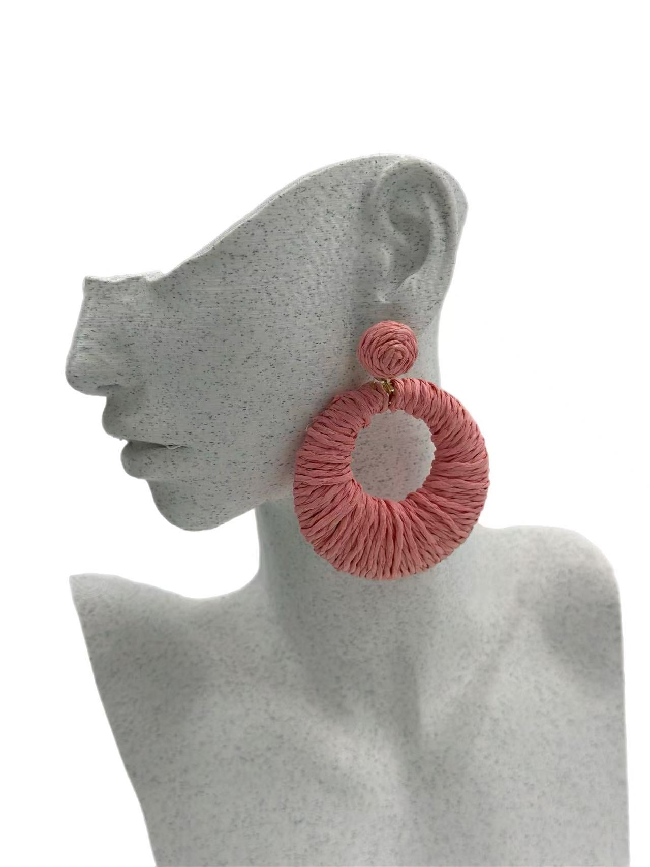 Bold Raffia Wrapped Earrings – Summer Essentials