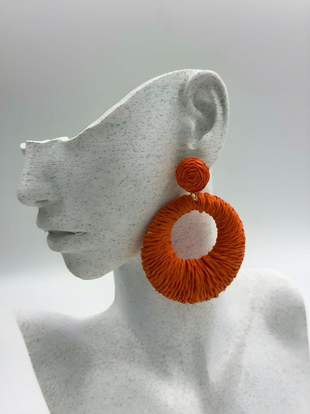 Bold Raffia Wrapped Earrings – Summer Essentials