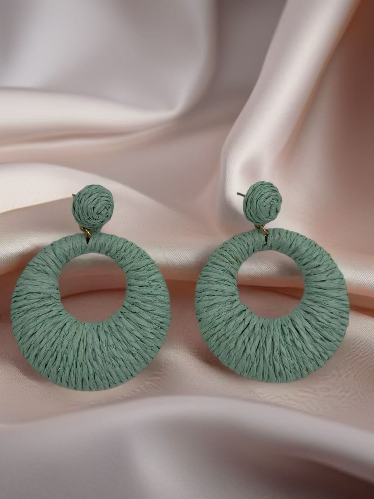 Bold Raffia Wrapped Earrings – Summer Essentials