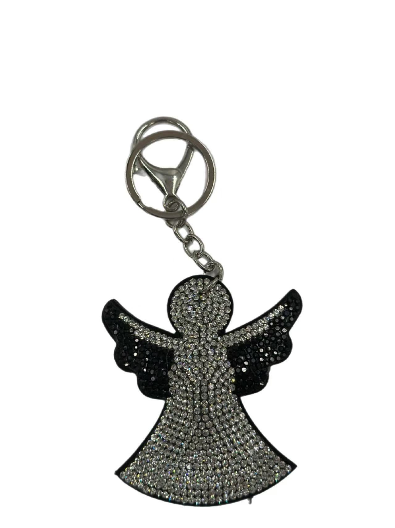 Crystal Angel Keychain – Sparkling Rhinestone Guardian Angel Bag Charm & Key Ring