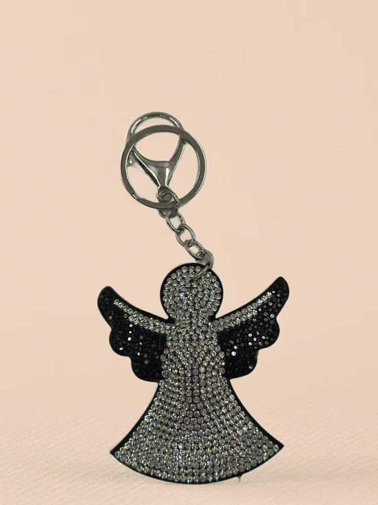 Crystal Angel Keychain – Sparkling Rhinestone Guardian Angel Bag Charm & Key Ring