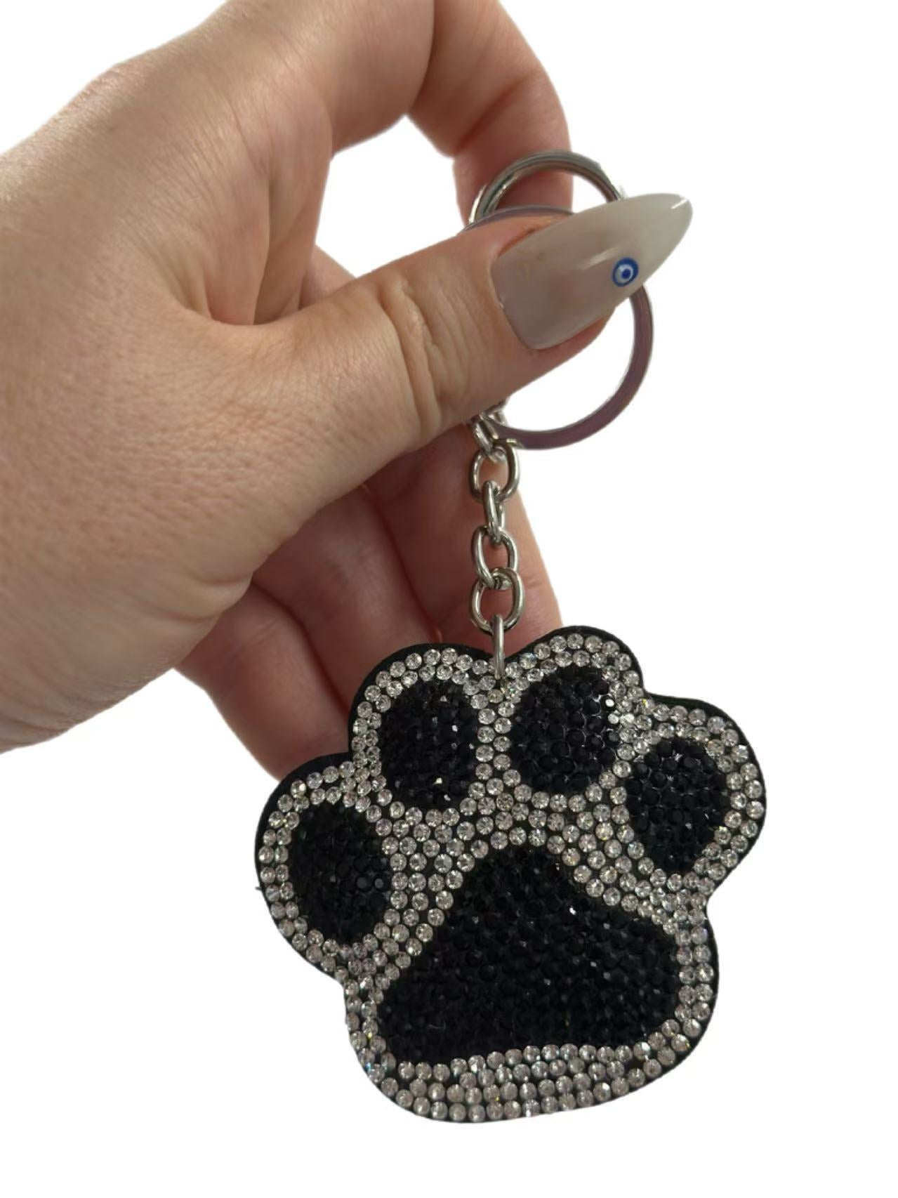 🐾 Crystal Paw Keychain – Sparkling Rhinestone Pet Lover Bag Charm & Key Ring