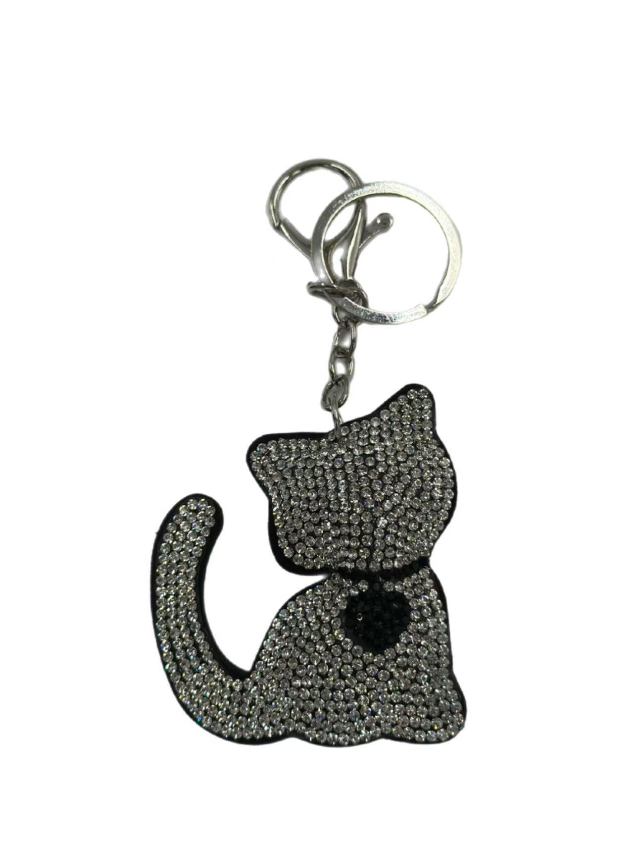 Crystal Cat Keychain – Sparkling Rhinestone Kitty Bag Charm & Key Ring