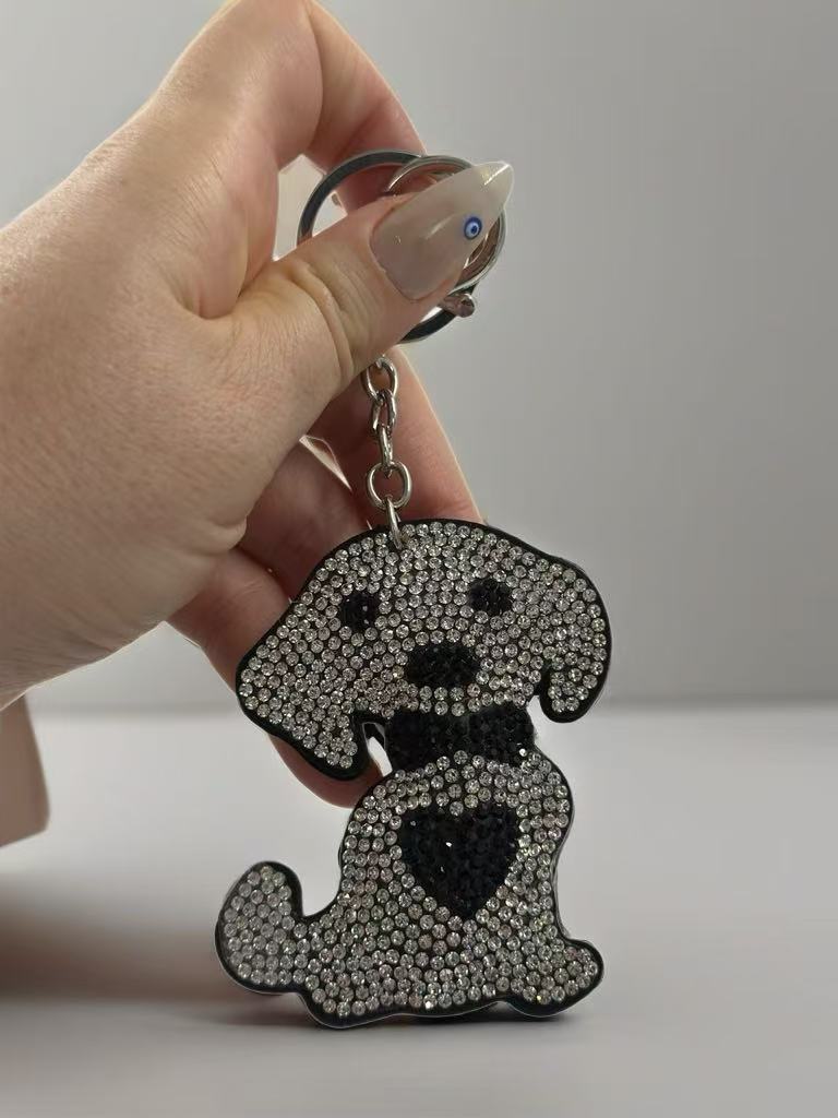 Crystal Dog Keychain – Sparkling Rhinestone Puppy Bag Charm & Key Ring