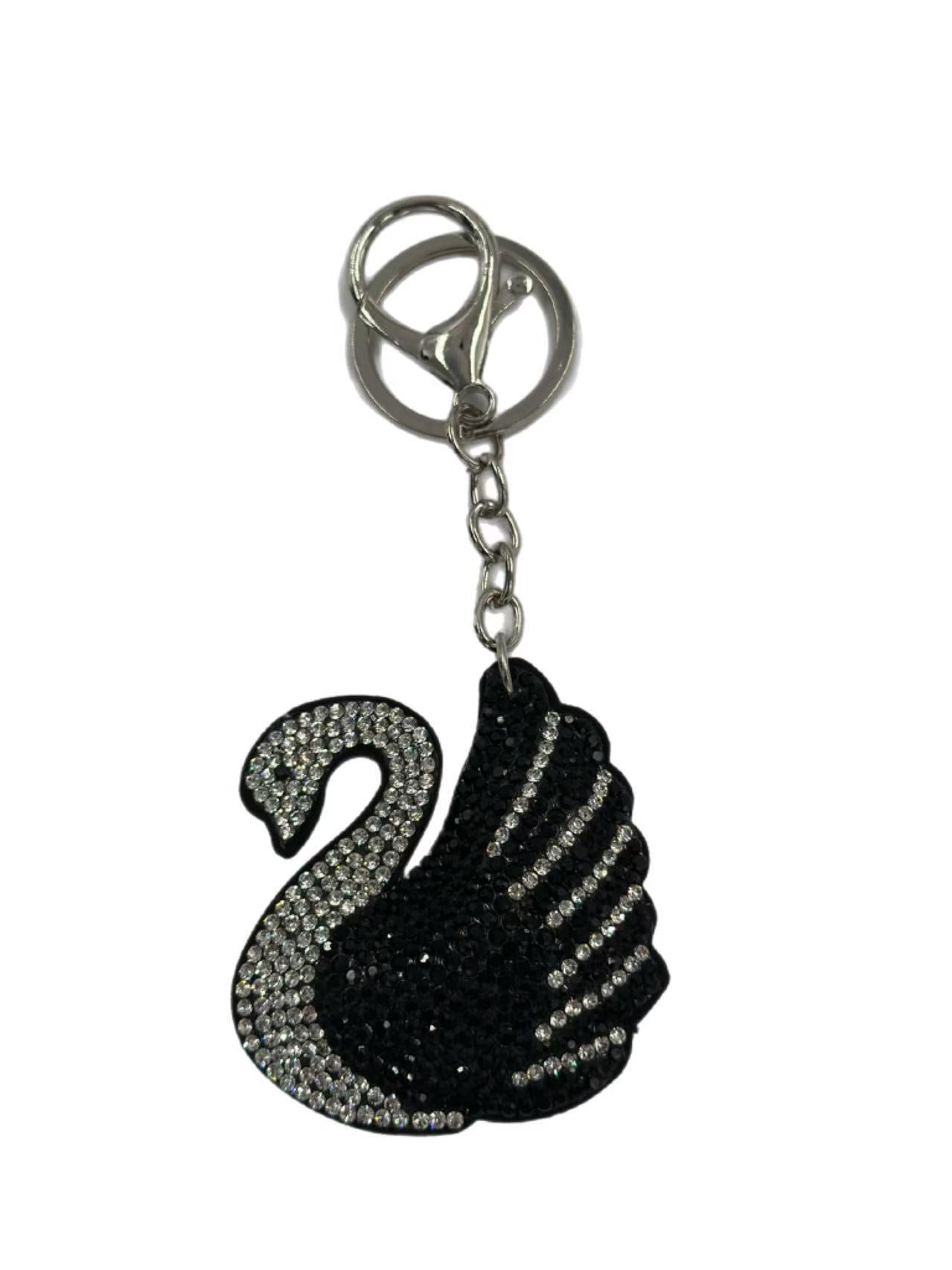 Crystal Swan Keychain – Elegant Sparkling Rhinestone Bag Charm & Key Ring