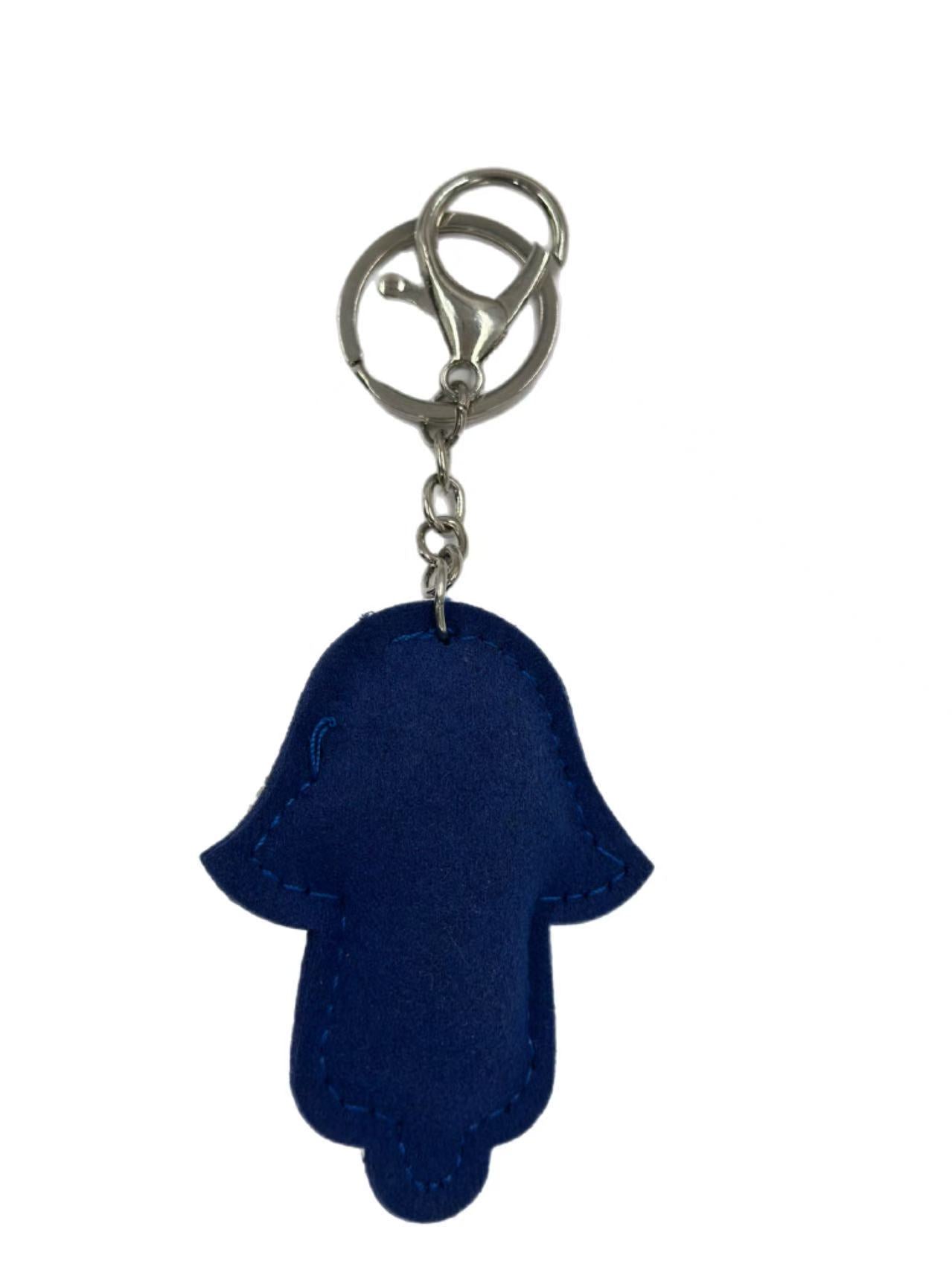 Crystal Hamsa Hand Keychain – Sparkling Blue Rhinestone Evil Eye Protection Charm & Key Ring