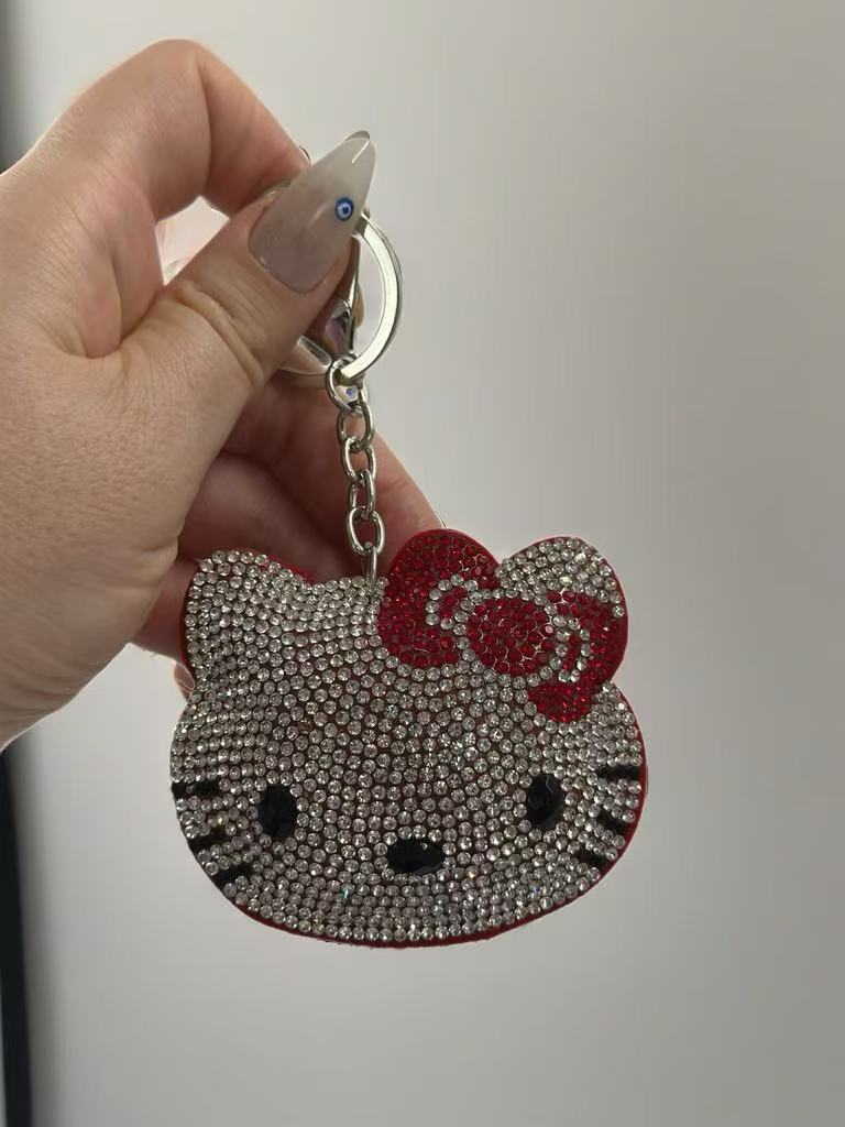 Crystal Kitty Keychain – Sparkling Rhinestone Cat Face Bag Charm & Key Ring
