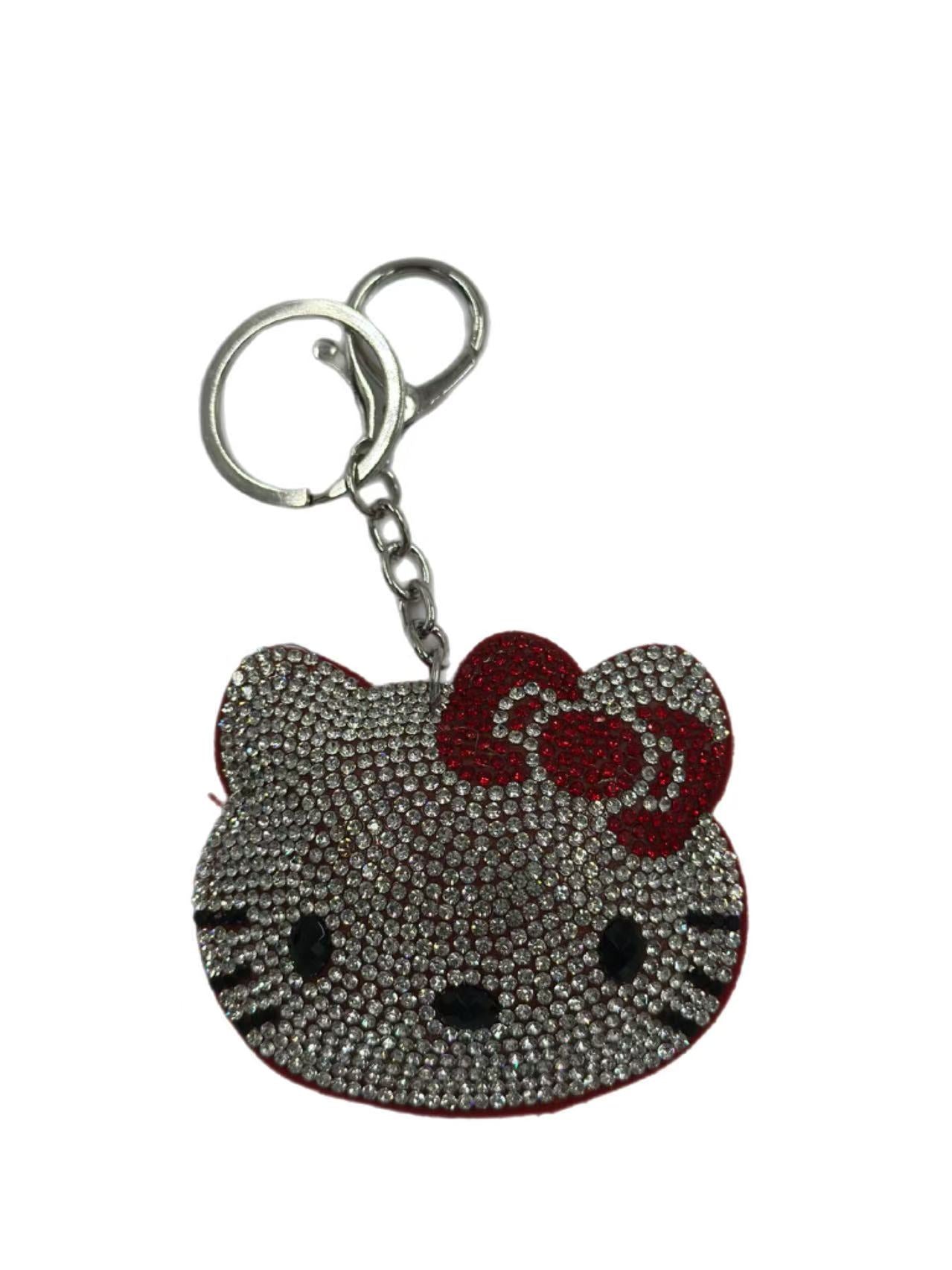 Crystal Kitty Keychain – Sparkling Rhinestone Cat Face Bag Charm & Key Ring