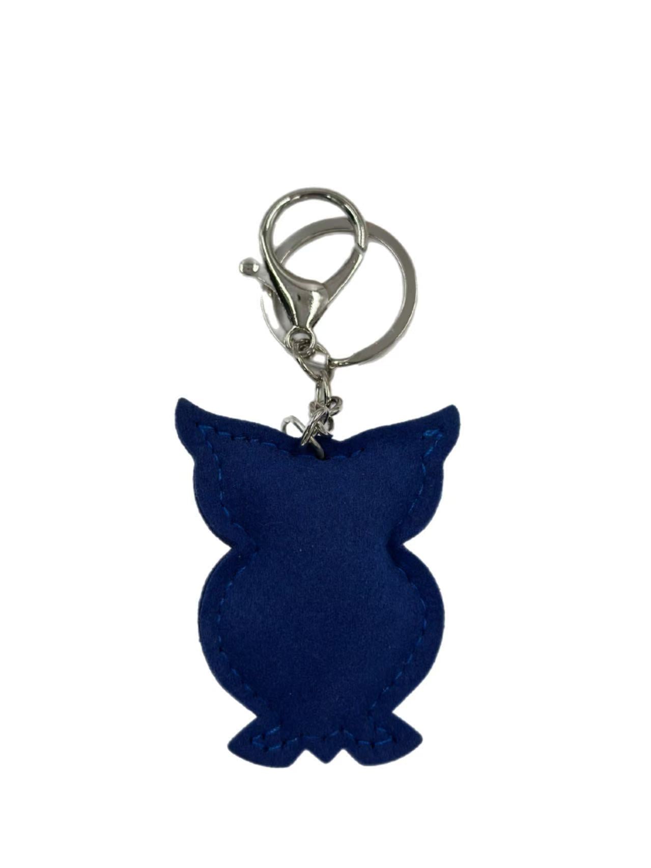 Crystal Owl Keychain – Sparkling Blue Rhinestone Wisdom Bag Charm & Key Ring
