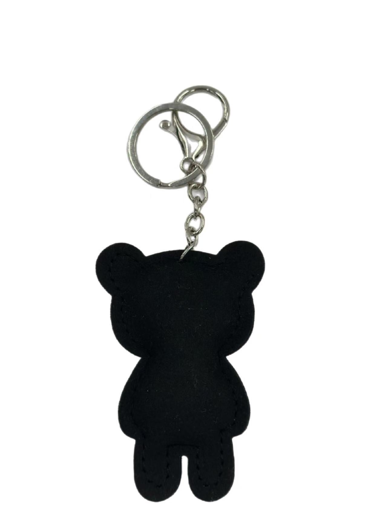 Crystal Rhinestone Bear Keychain – Sparkling Teddy Charm in Black & Silver