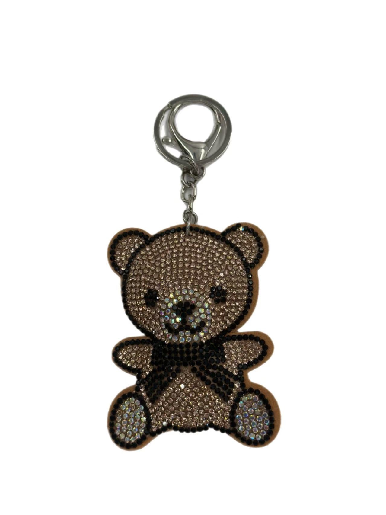 Brown Rhinestone Teddy Bear Keychain – Cute Sparkling Charm