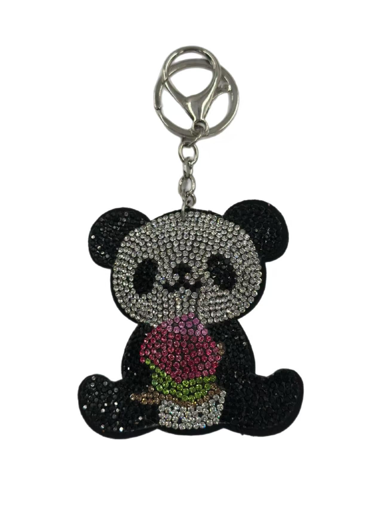 Crystal Panda Keychain with Ice Cream Design
