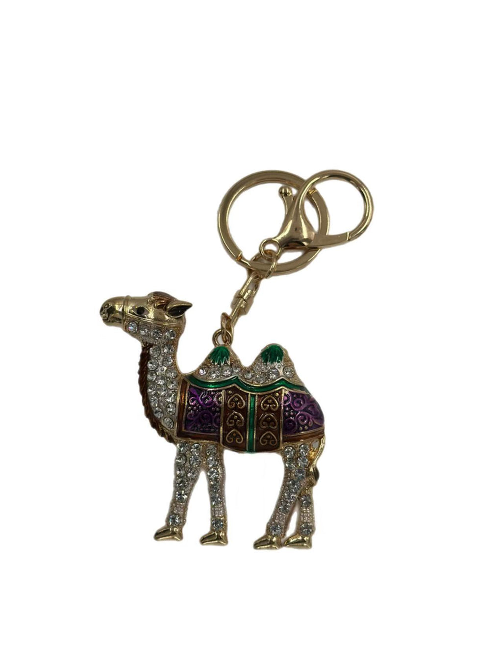 Luxury Camel Keychain – Jeweled Desert Animal Charm with Enamel Saddle