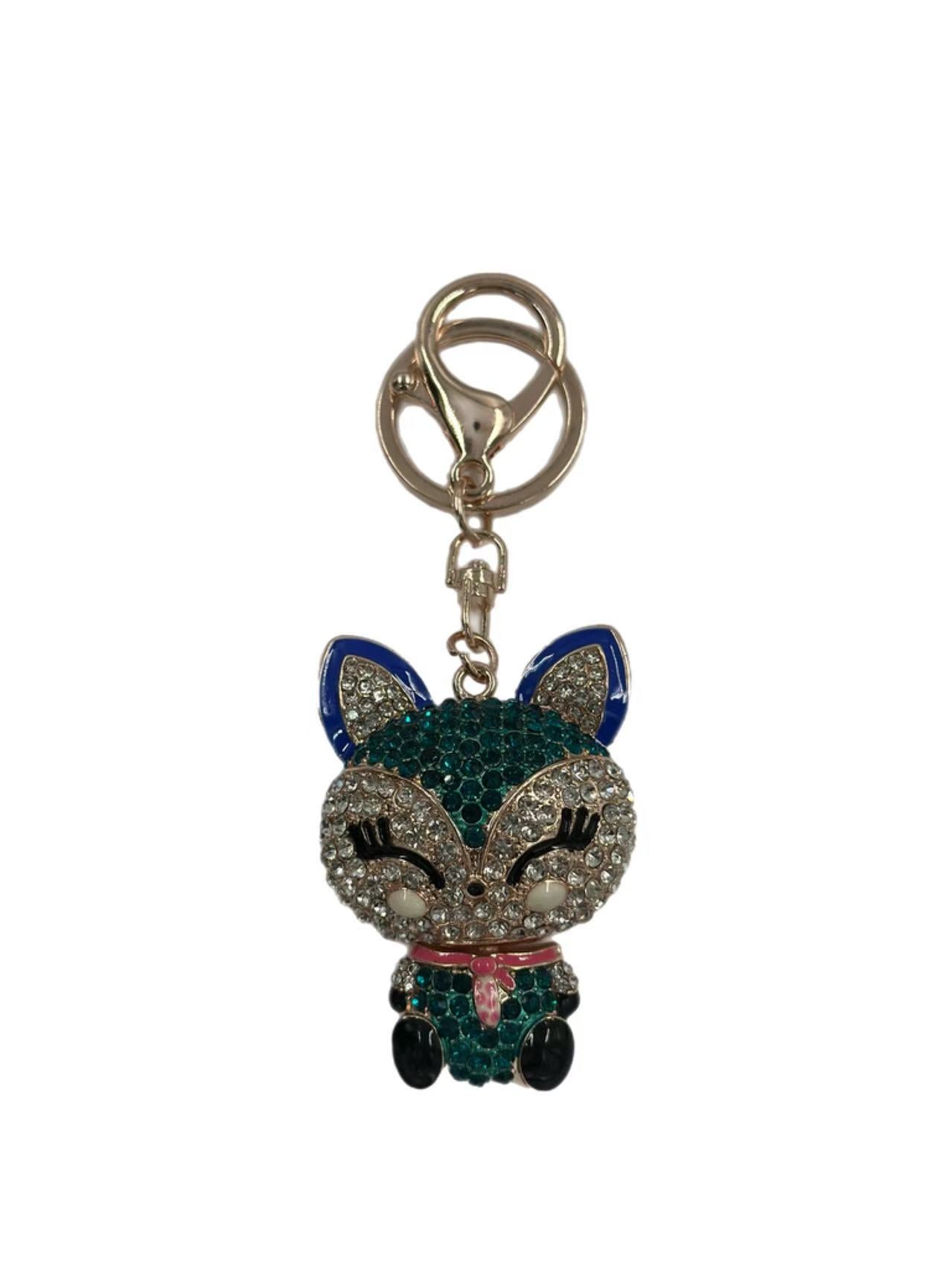 Crystal Fox Keychain – Cute Animal Charm with Rhinestones and Enamel