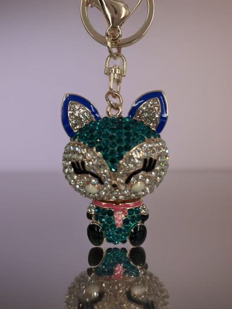 Crystal Fox Keychain – Cute Animal Charm with Rhinestones and Enamel