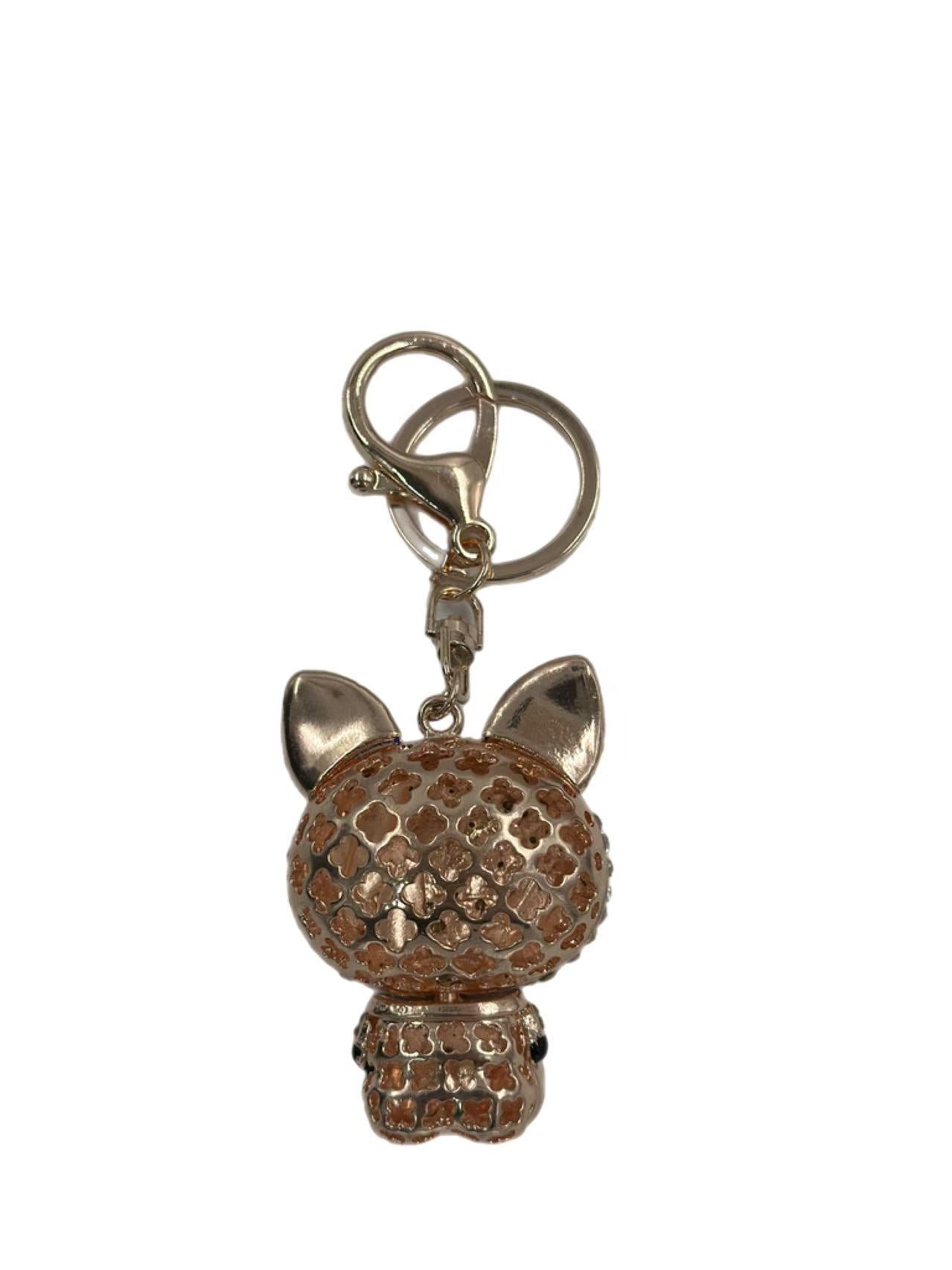 Crystal Fox Keychain – Cute Animal Charm with Rhinestones and Enamel