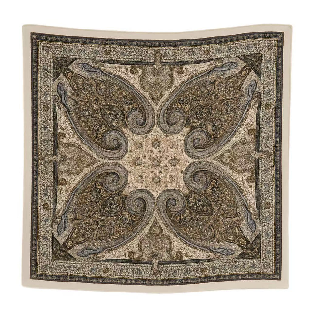 Ornate Baroque-Style Square Scarf