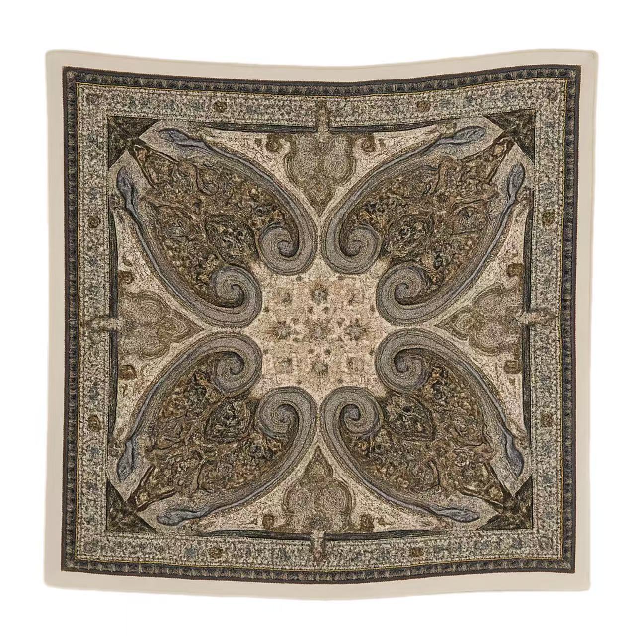 Ornate Baroque-Style Square Scarf