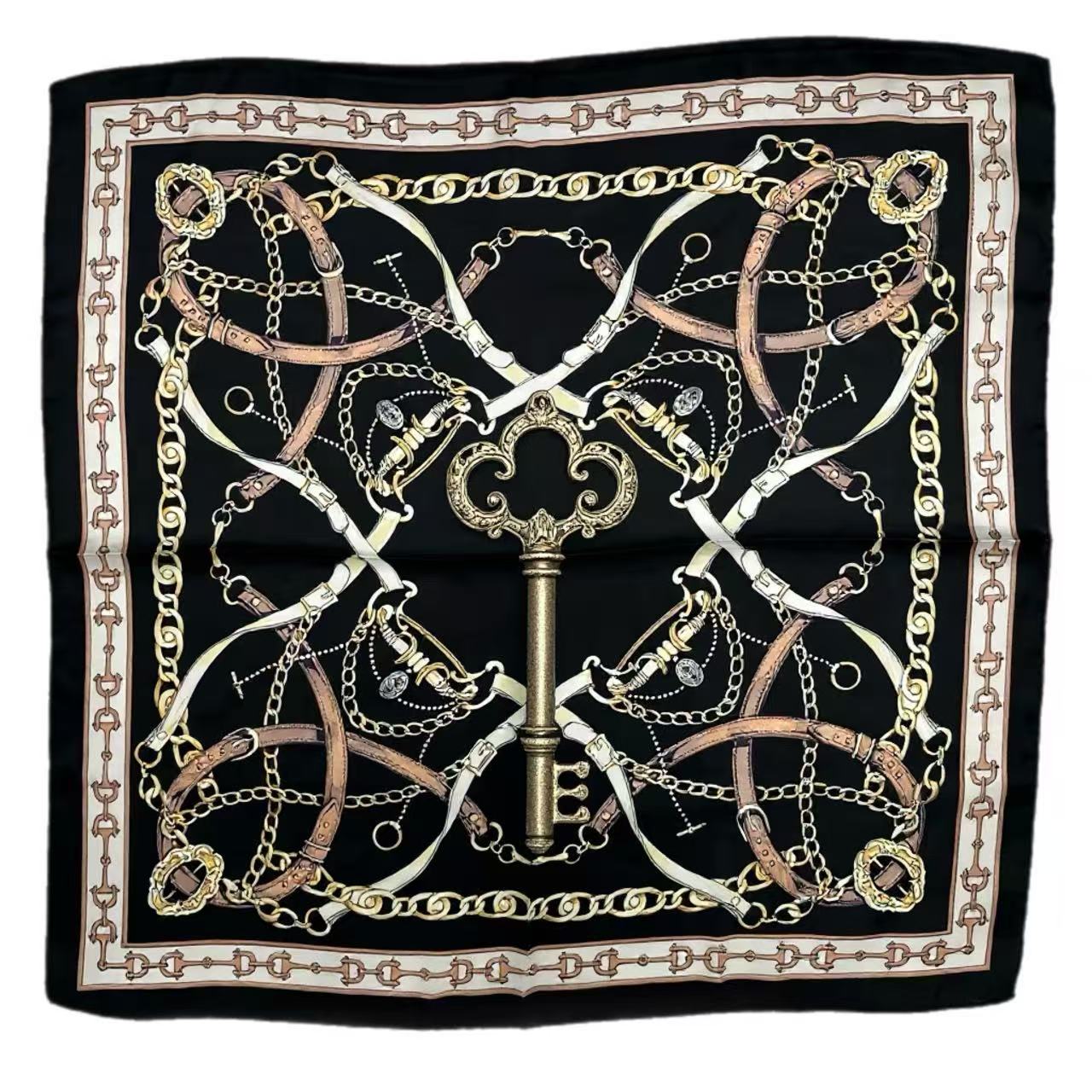 Black Equestrian Key Motif Scarf