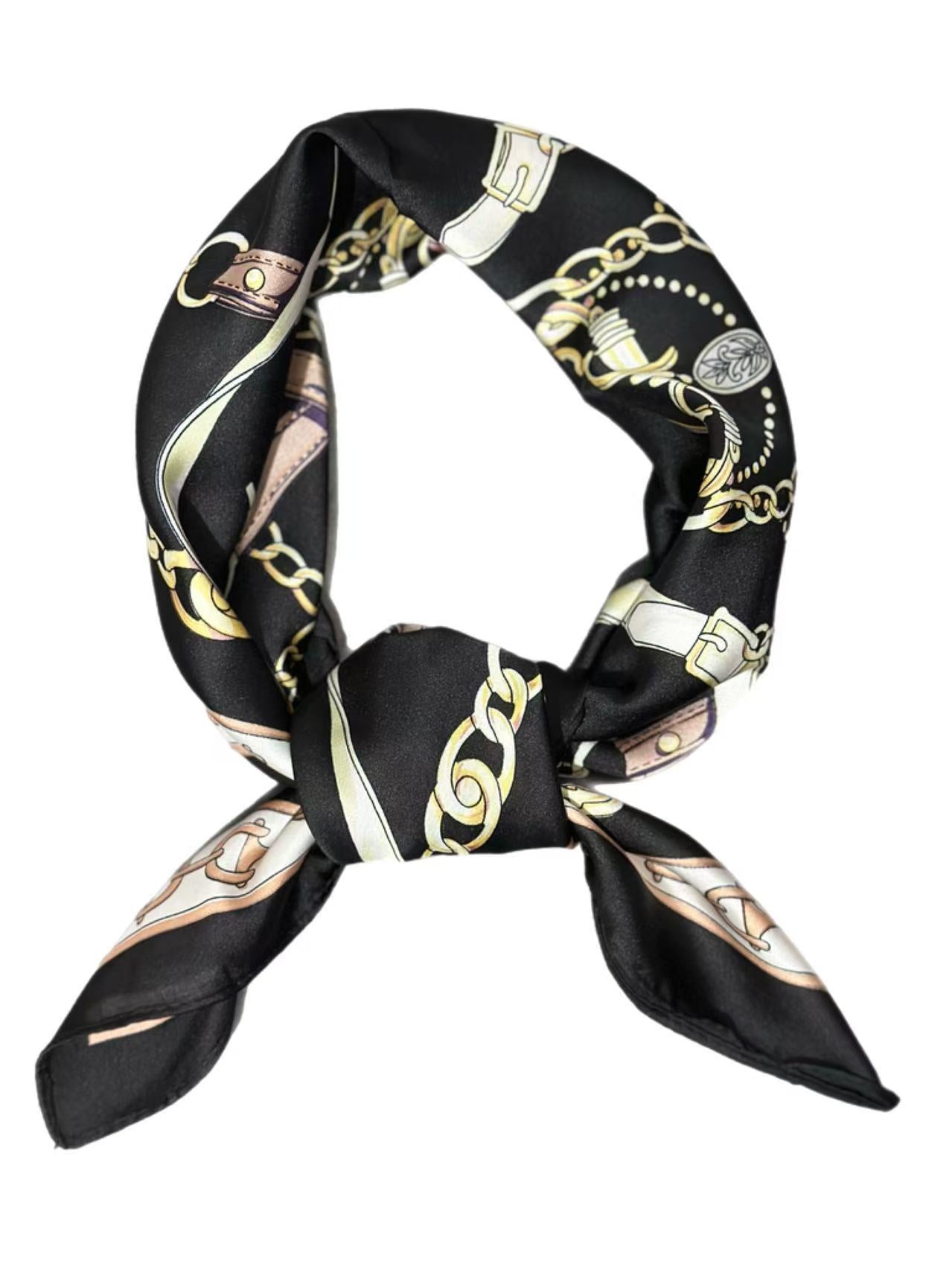 Black Equestrian Key Motif Scarf