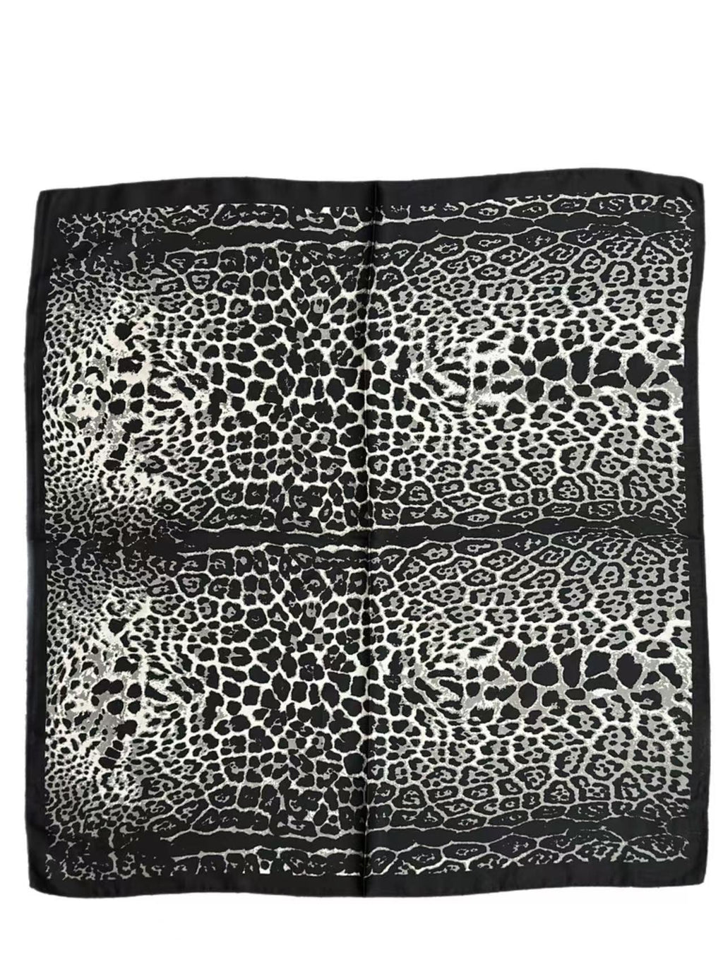 Black and White Animal Print Scarf with Bold Border