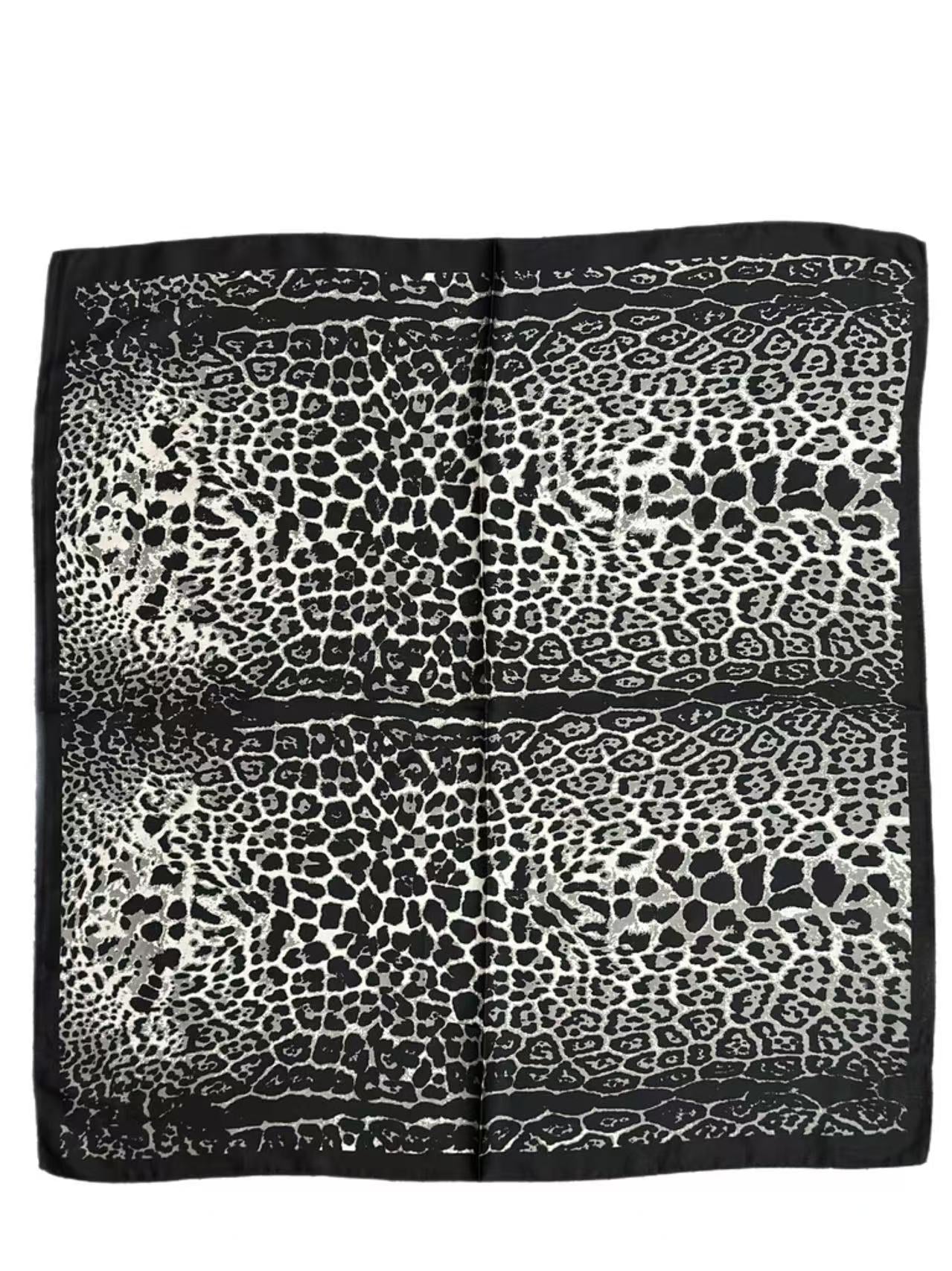 Black and White Animal Print Scarf with Bold Border