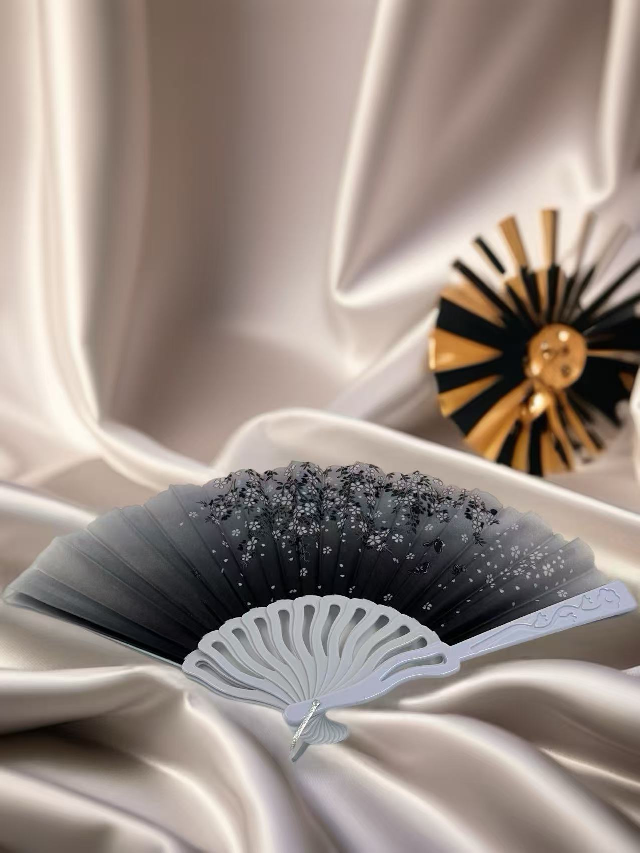 Elegant Floral Hand Fans – Set of 6 Traditional Asian Designs