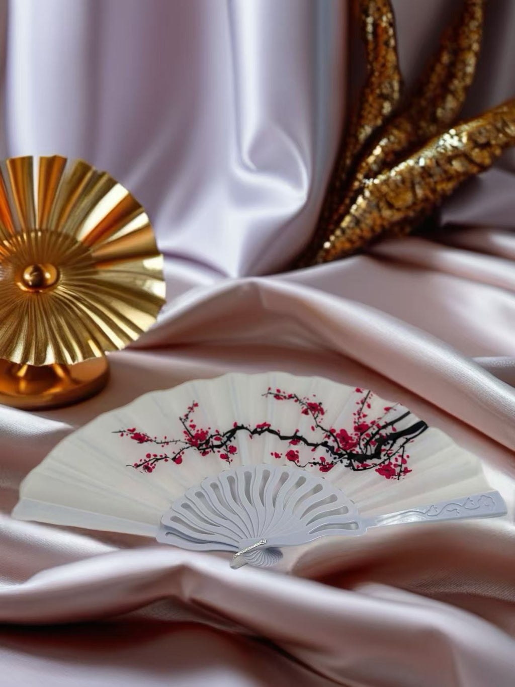 Elegant Floral Hand Fans – Set of 6 Traditional Asian Designs